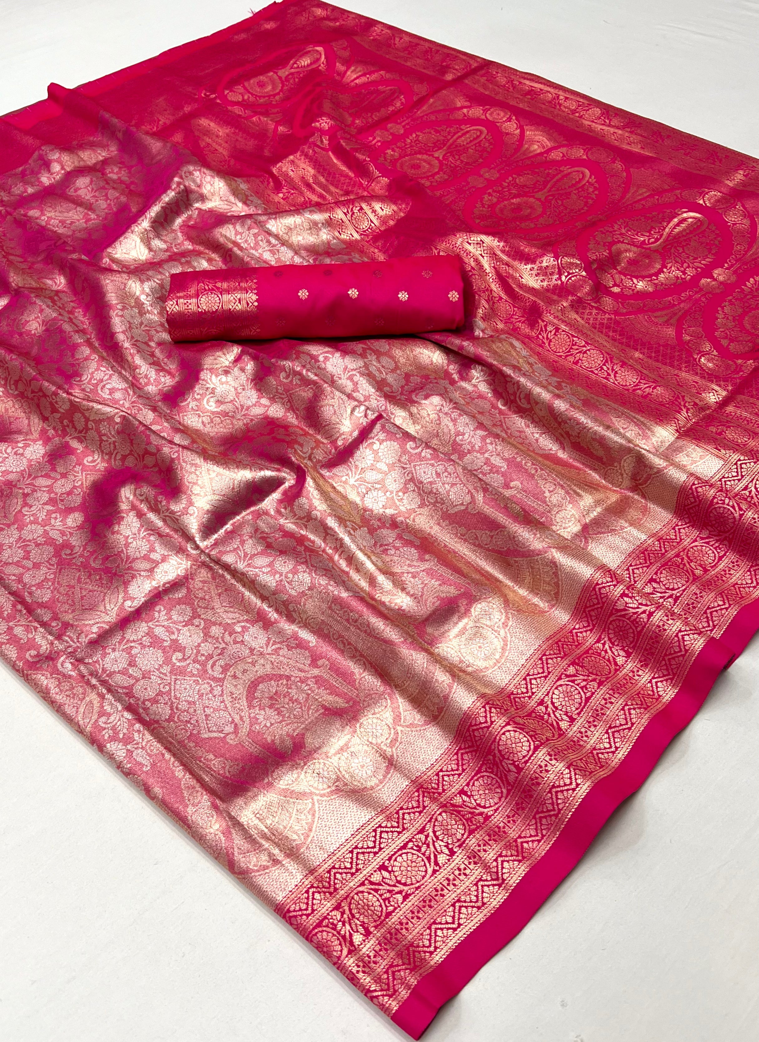 Mauvelous Pink Woven Kanjivaram Silk Saree