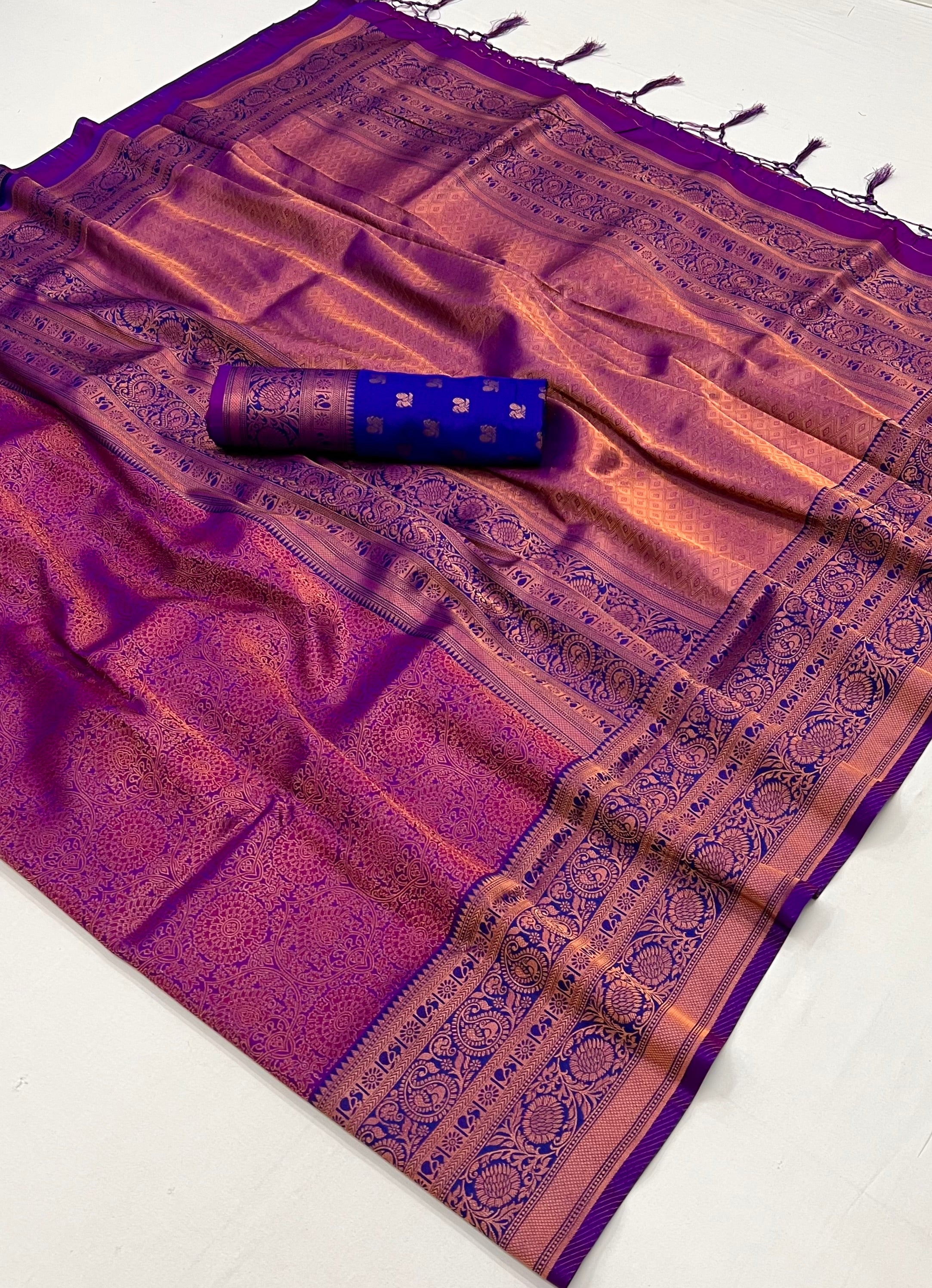 Vin Rouge Purple Chaap Handloom kanjivaram silk Saree