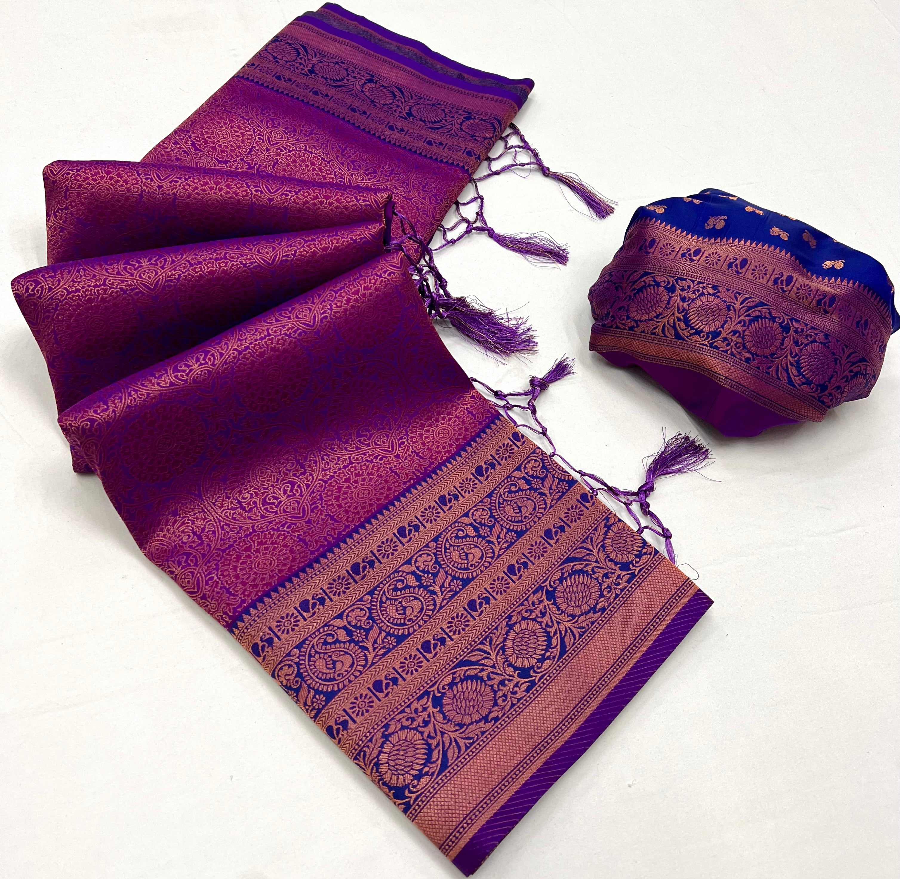 Vin Rouge Purple Chaap Handloom kanjivaram silk Saree