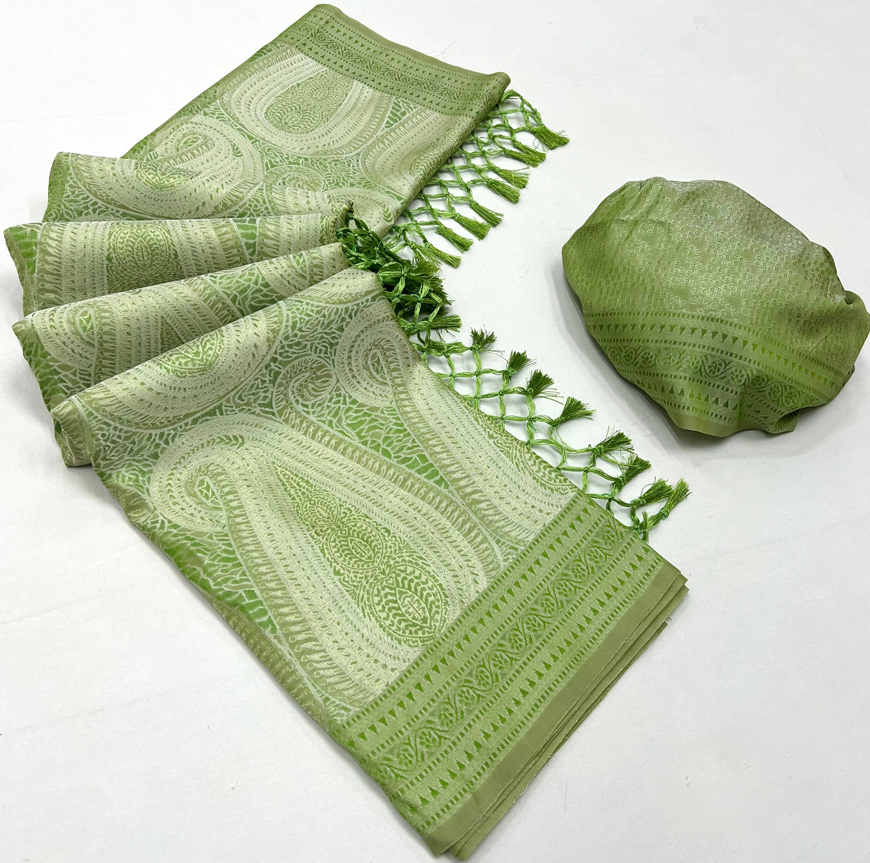 Hillary Green Woven Kanjivaram Satin Silk Saree