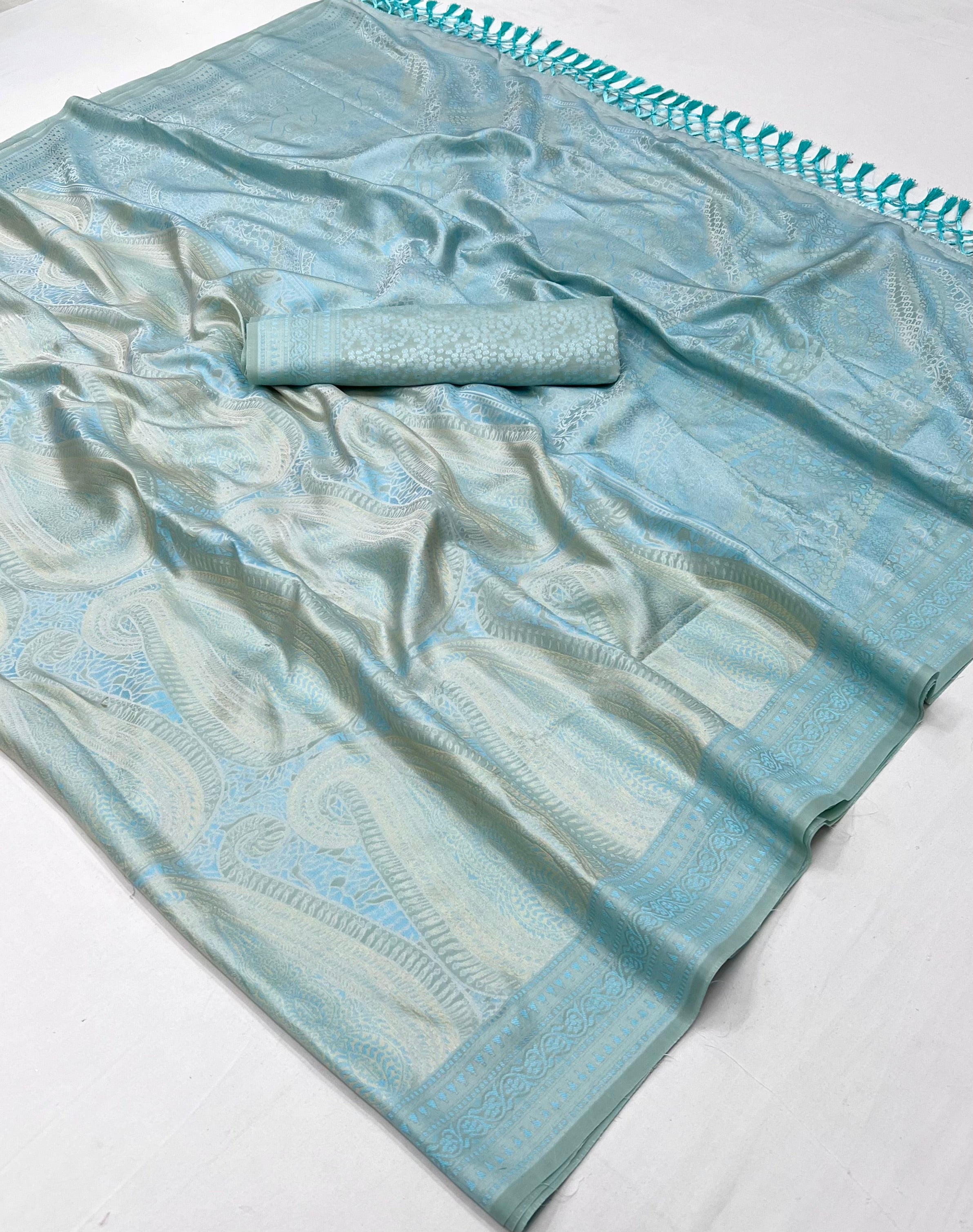 Lynch Blue Woven Kanjivaram Satin Silk Saree