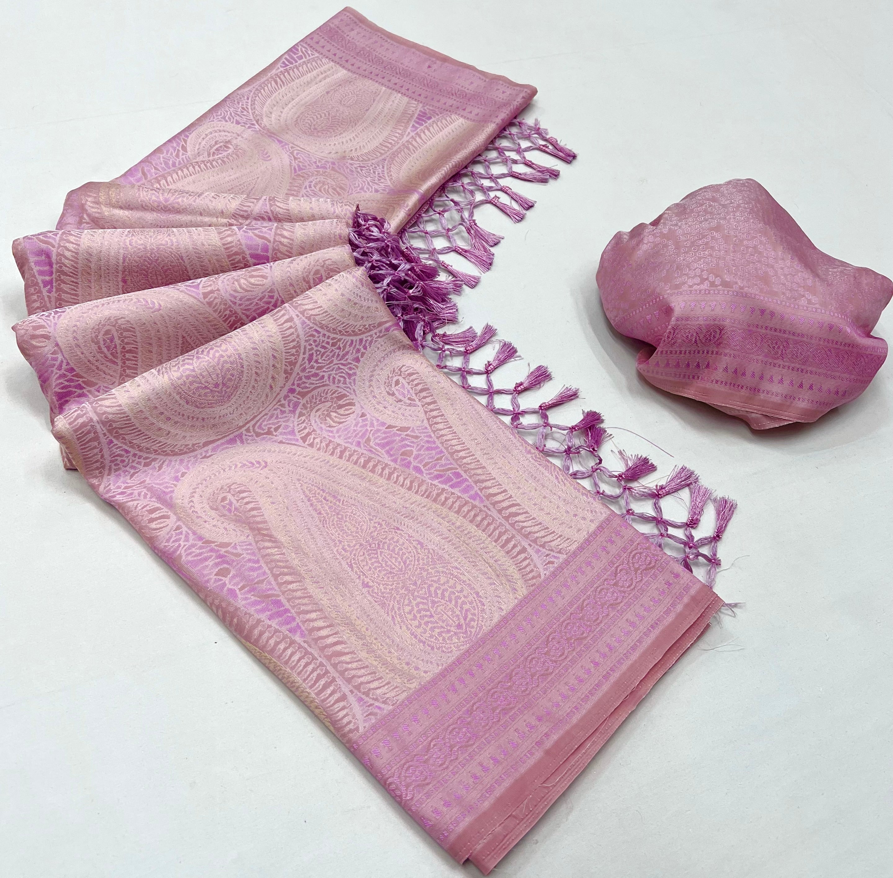 Viola Purple Woven Kanjivaram Satin Silk Saree