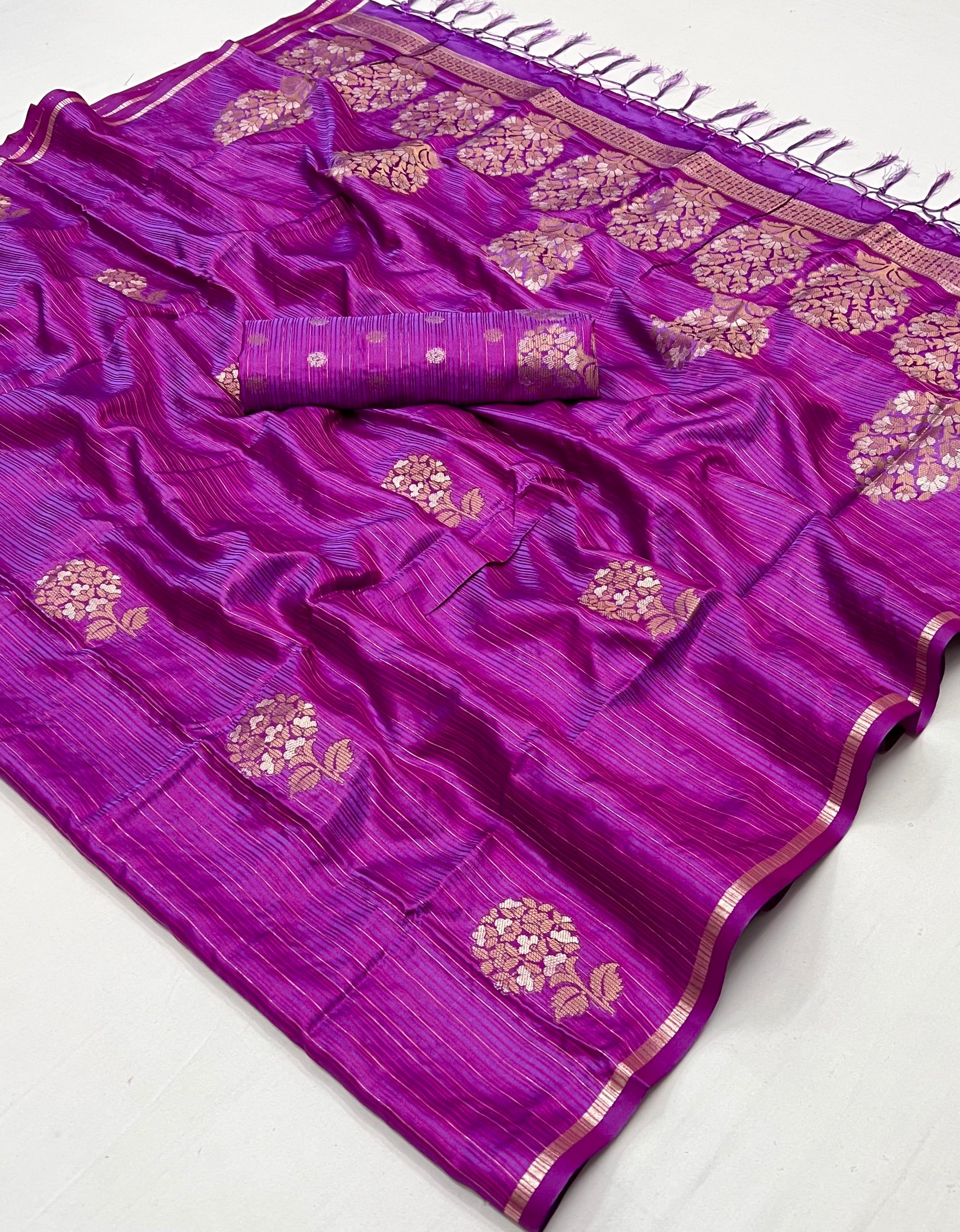 Viola Purple Woven Banarasi Satin Silk Saree