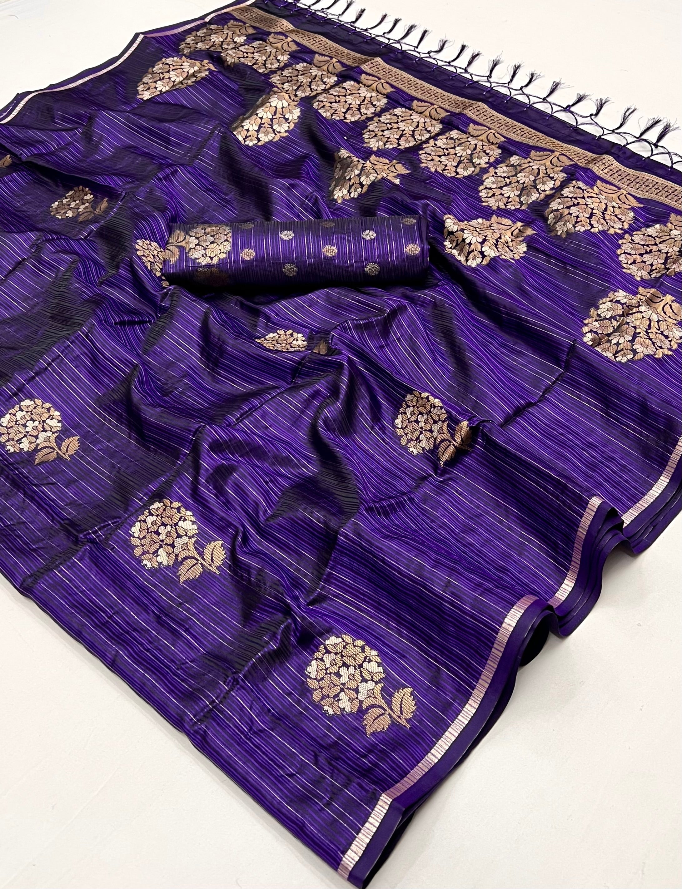 Salt Box Purple Woven Banarasi Satin Silk Saree