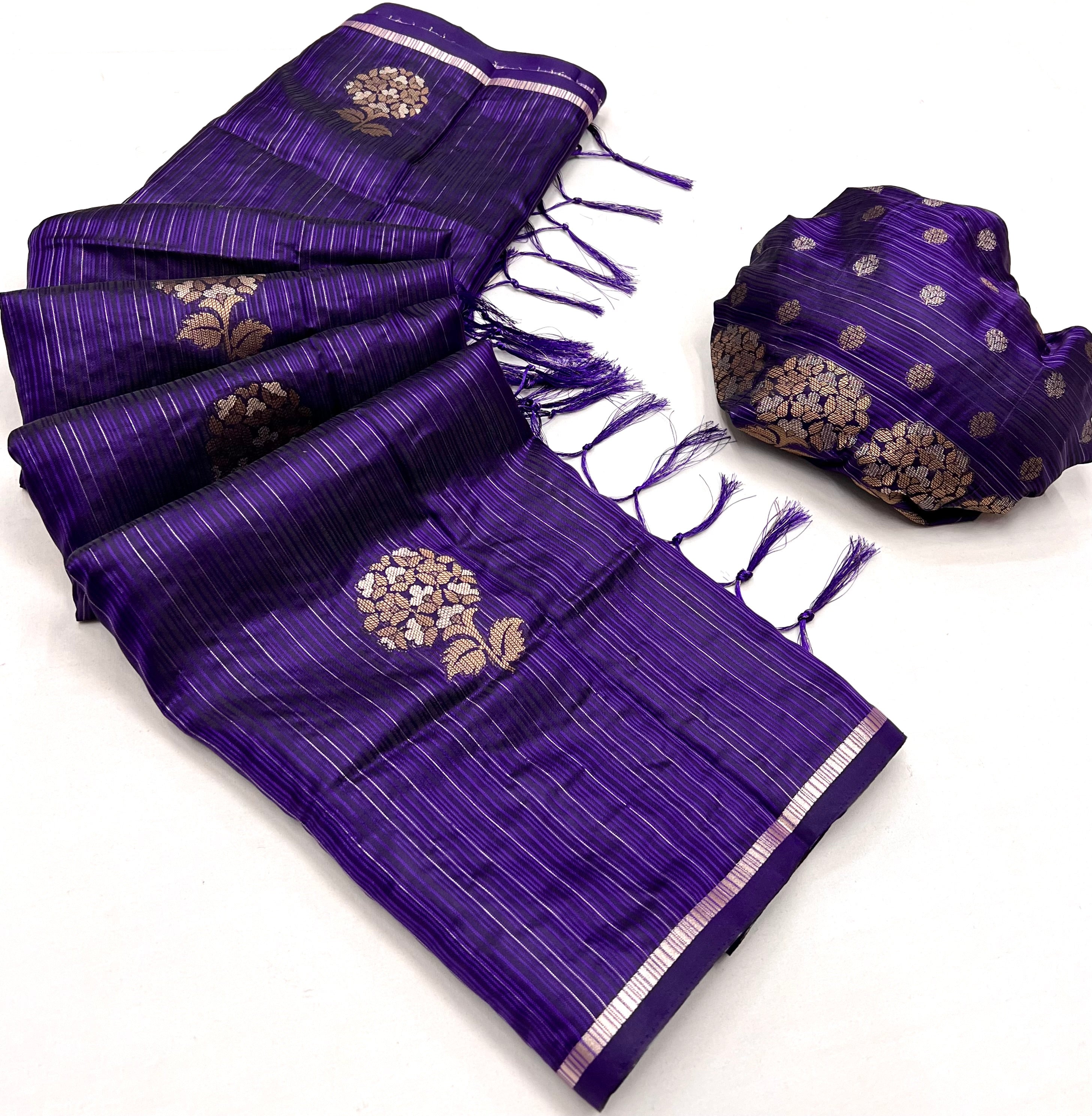 Salt Box Purple Woven Banarasi Satin Silk Saree