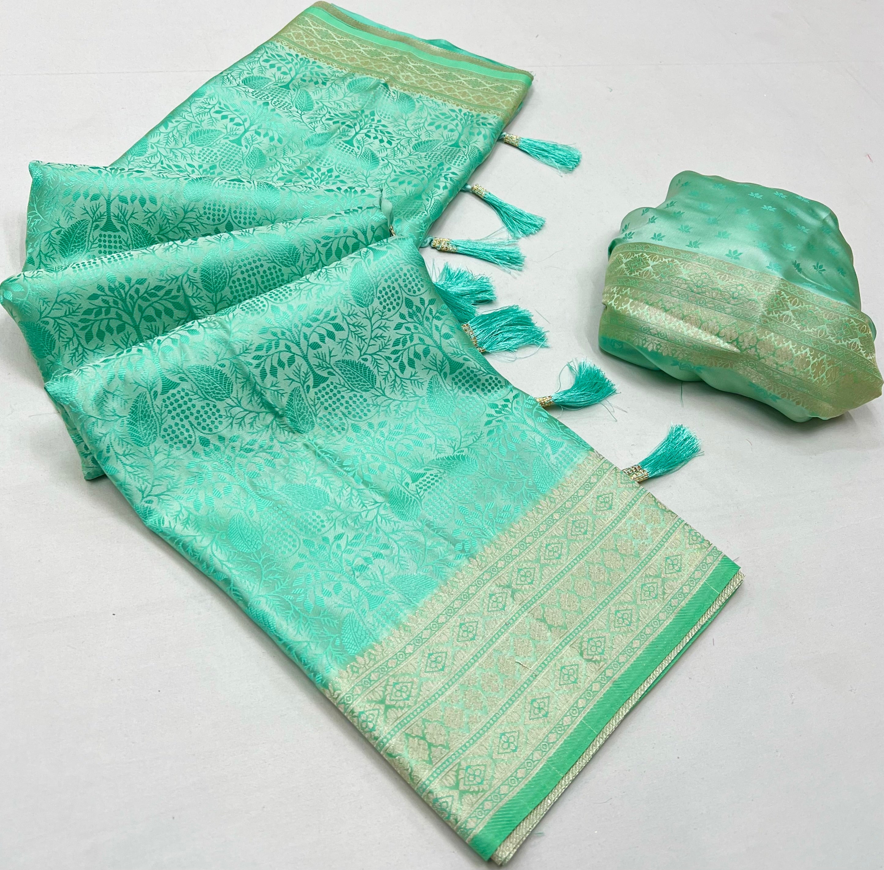 Summer Green Woven Banarasi Satin Silk Saree