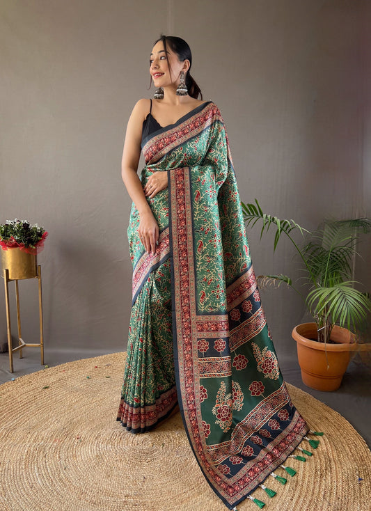 Krishna Digital Printed Semi Silk Saree