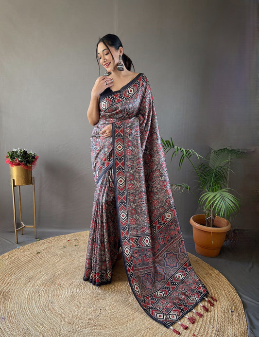 Krishna Digital Printed Semi Silk Saree