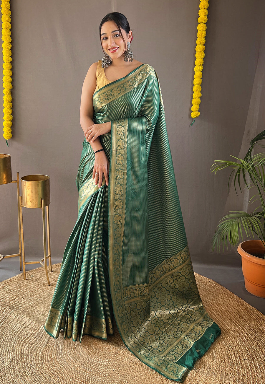 Stromboli Green Organza Zari Woven Saree