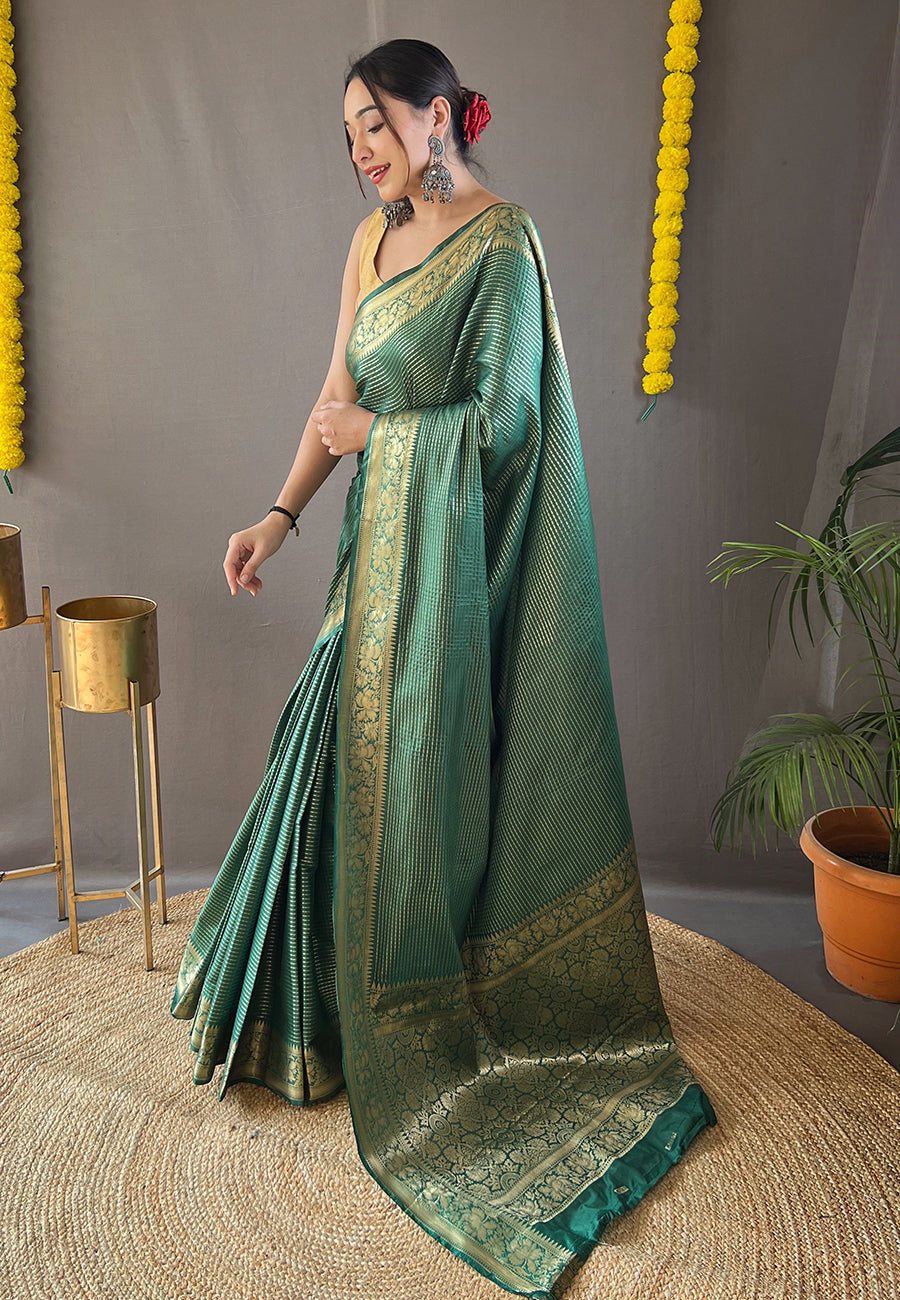 Stromboli Green Organza Zari Woven Saree