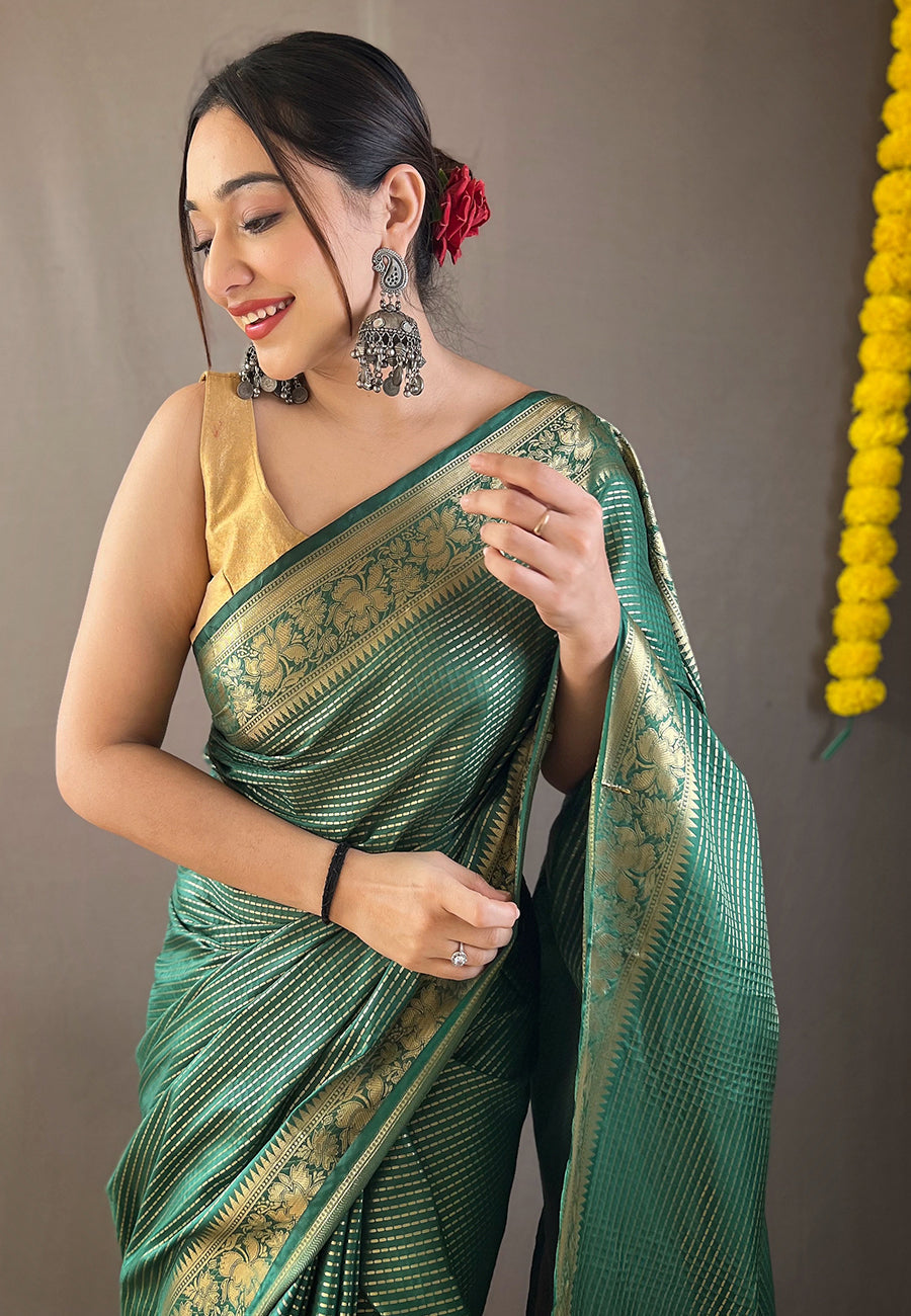 Stromboli Green Organza Zari Woven Saree