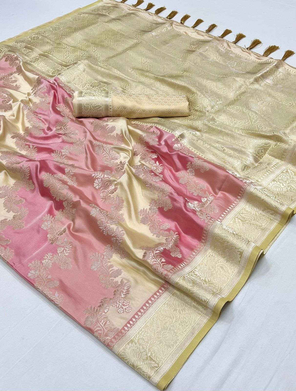 Plum Peach  Banarasi Handloom Rangkat Weaving Saree