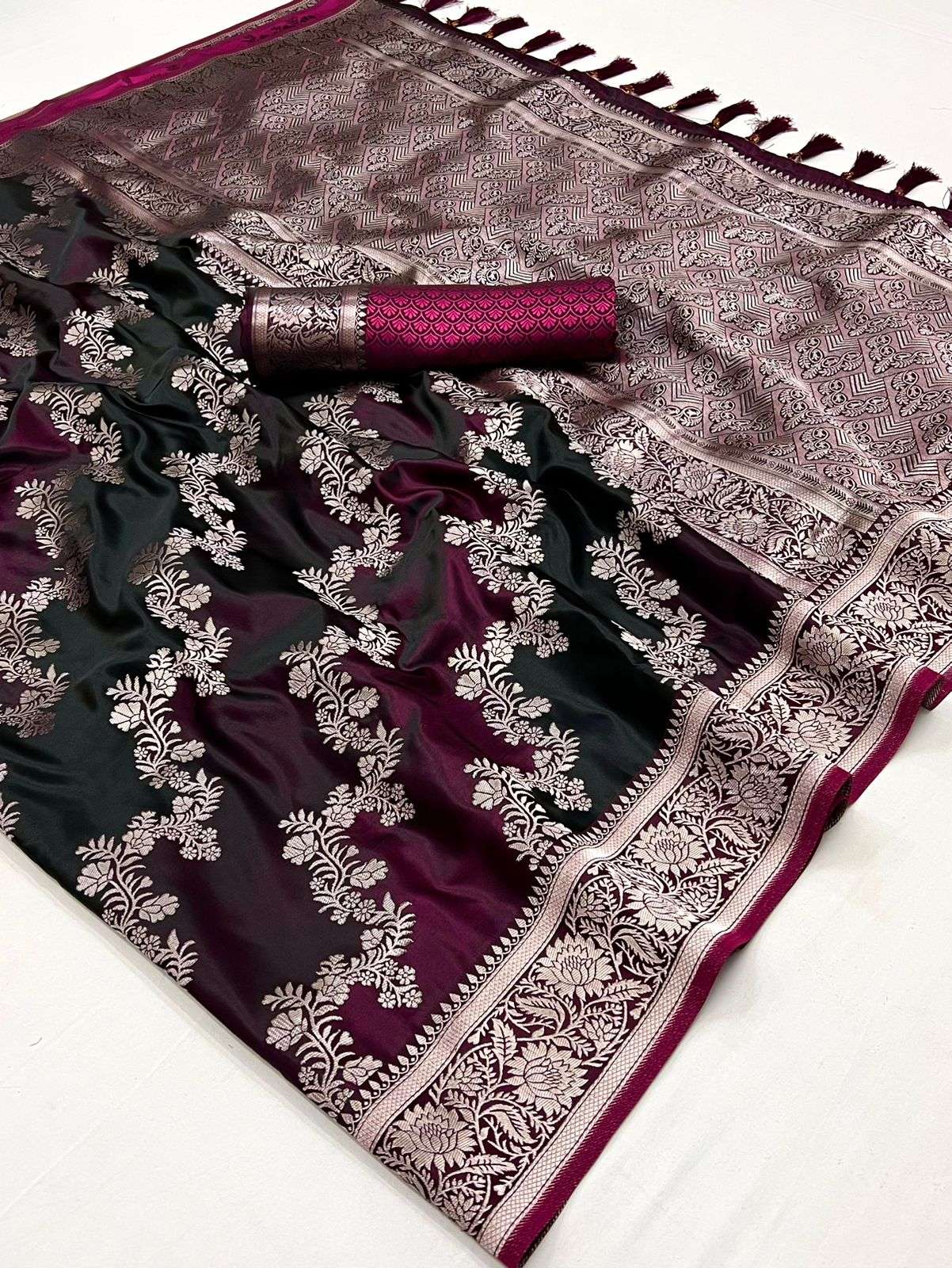 Nero Maroon Banarasi Handloom Rangkat Weaving Saree