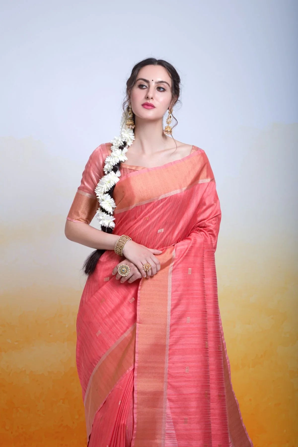 Geraldine Pink Cotton Silk Saree