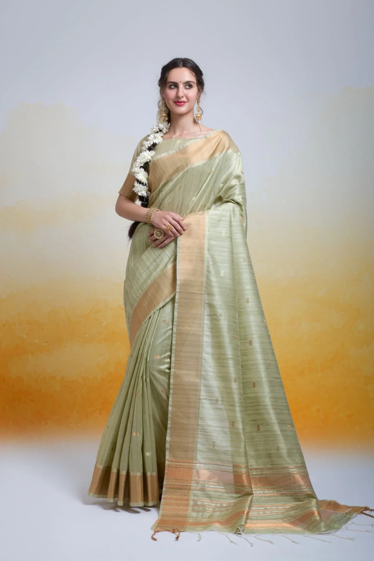 Beryl Green Cotton Silk Saree