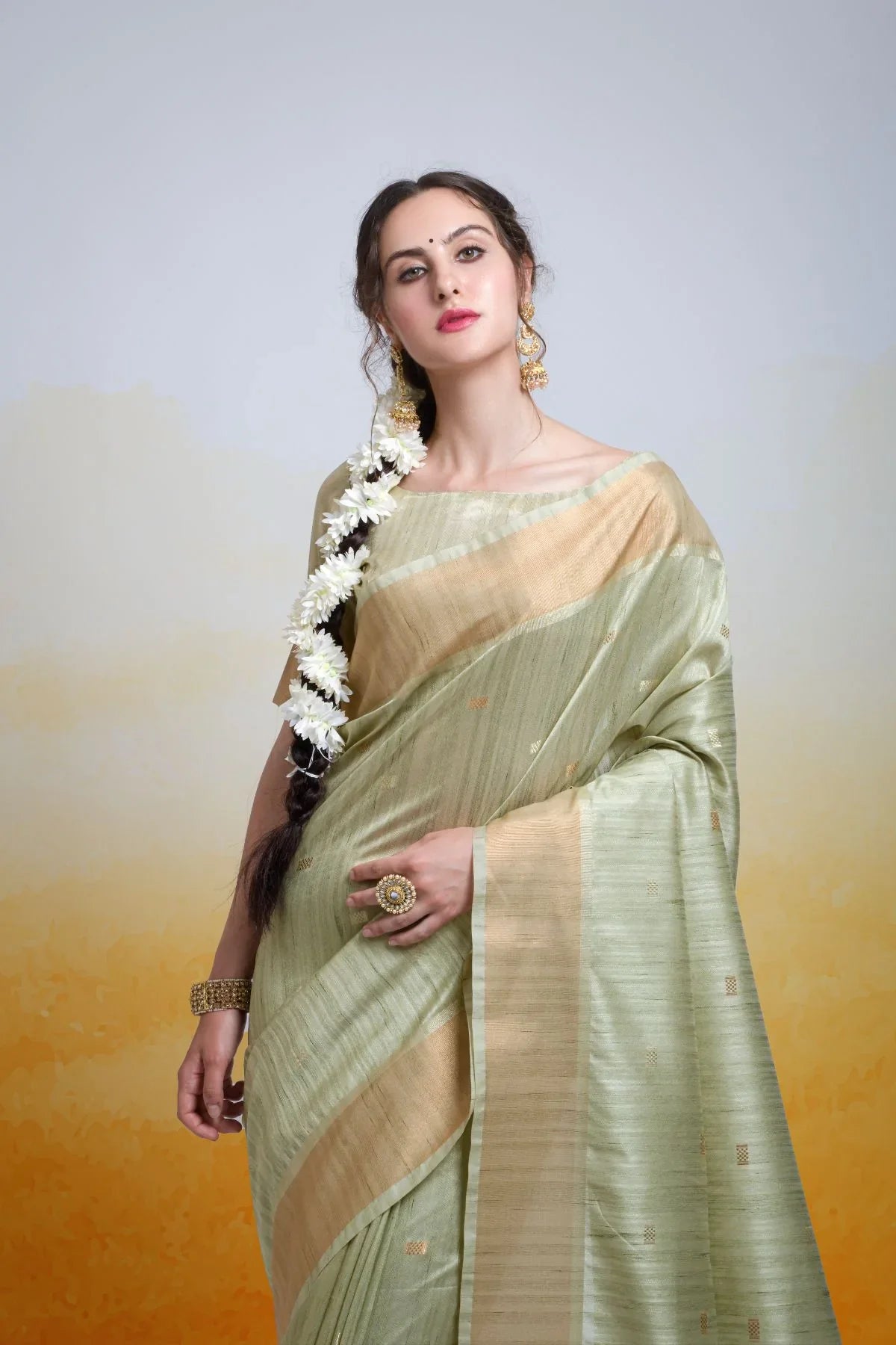 Beryl Green Cotton Silk Saree