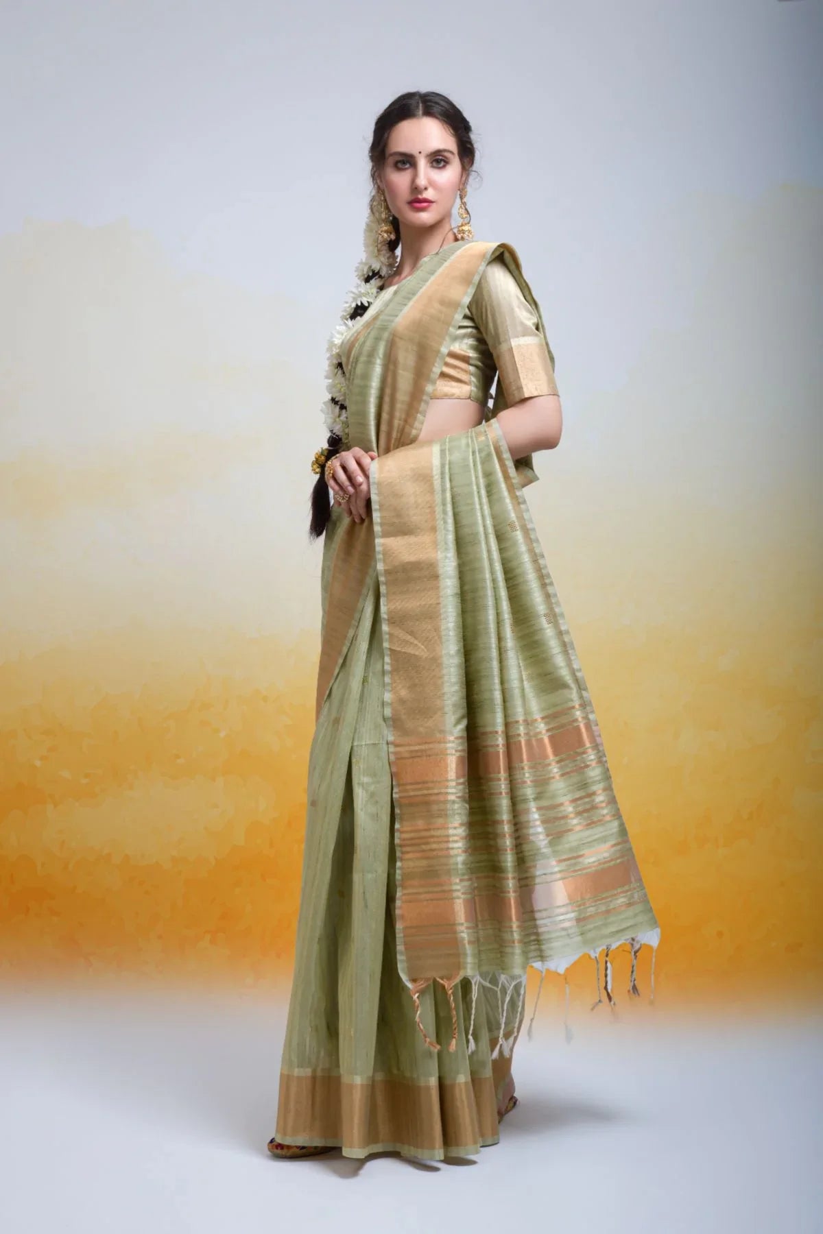 Beryl Green Cotton Silk Saree