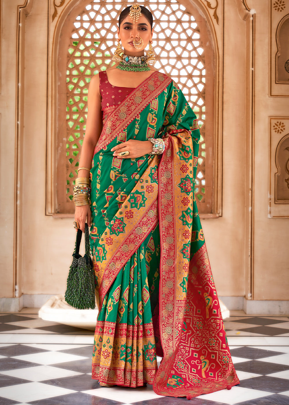 Killarney Green Woven Banarasi Saree