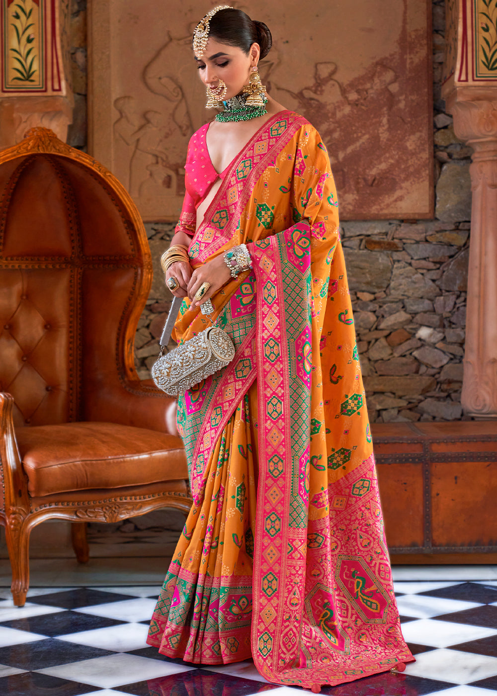 Koromiko Yellow Woven Banarasi Saree