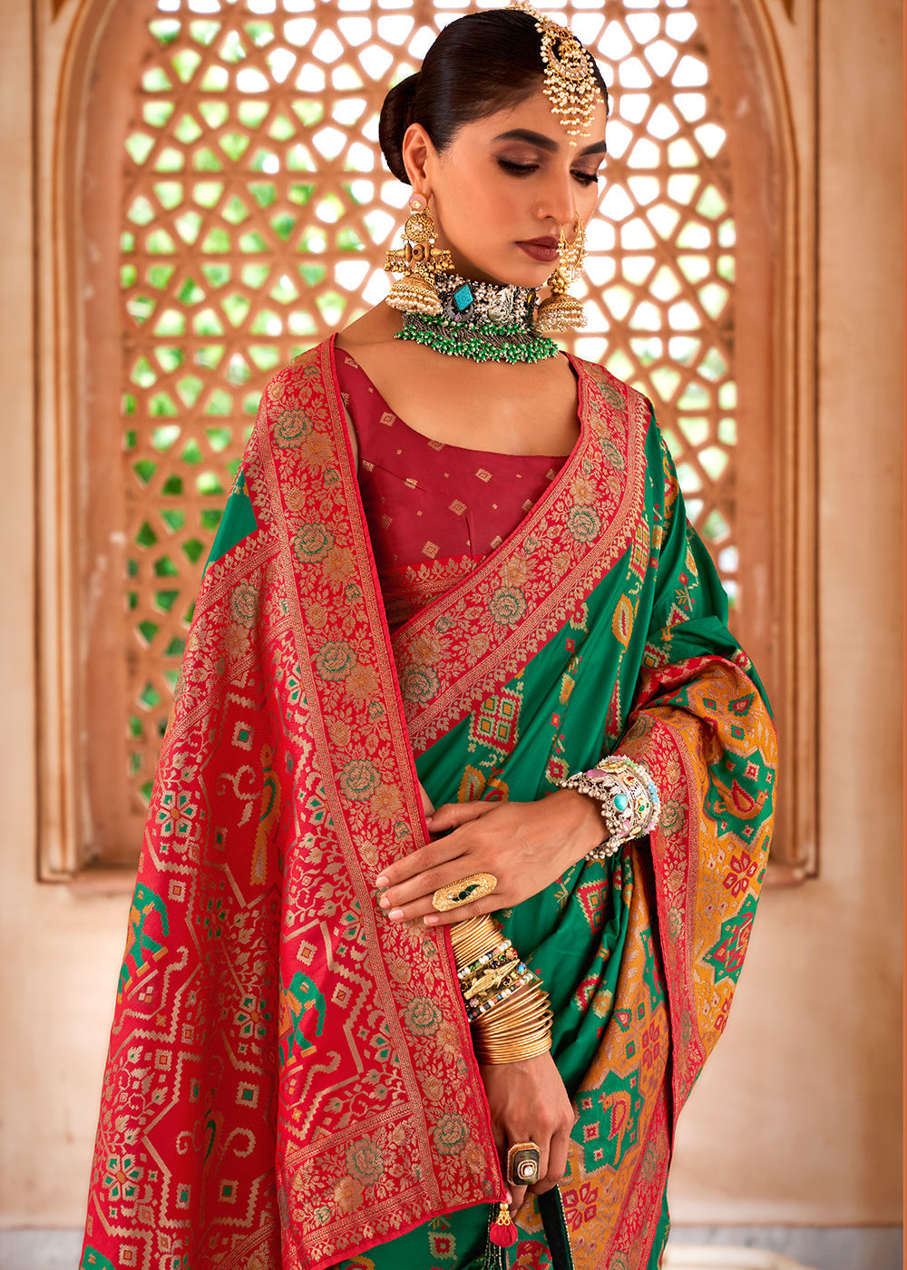 Killarney Green Woven Banarasi Saree