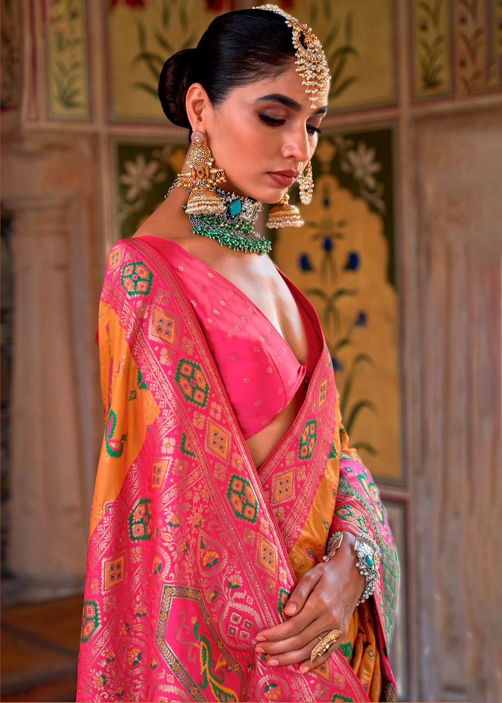 Koromiko Yellow Woven Banarasi Saree