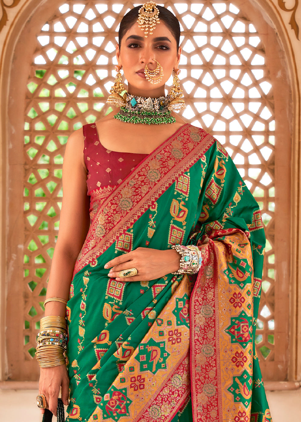 Killarney Green Woven Banarasi Saree