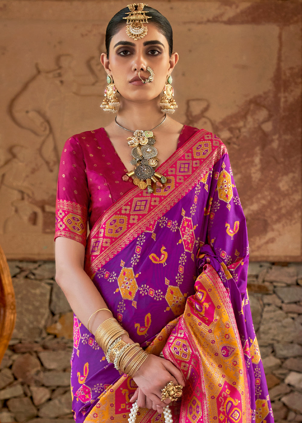 Disco Purple Woven Banarasi Saree