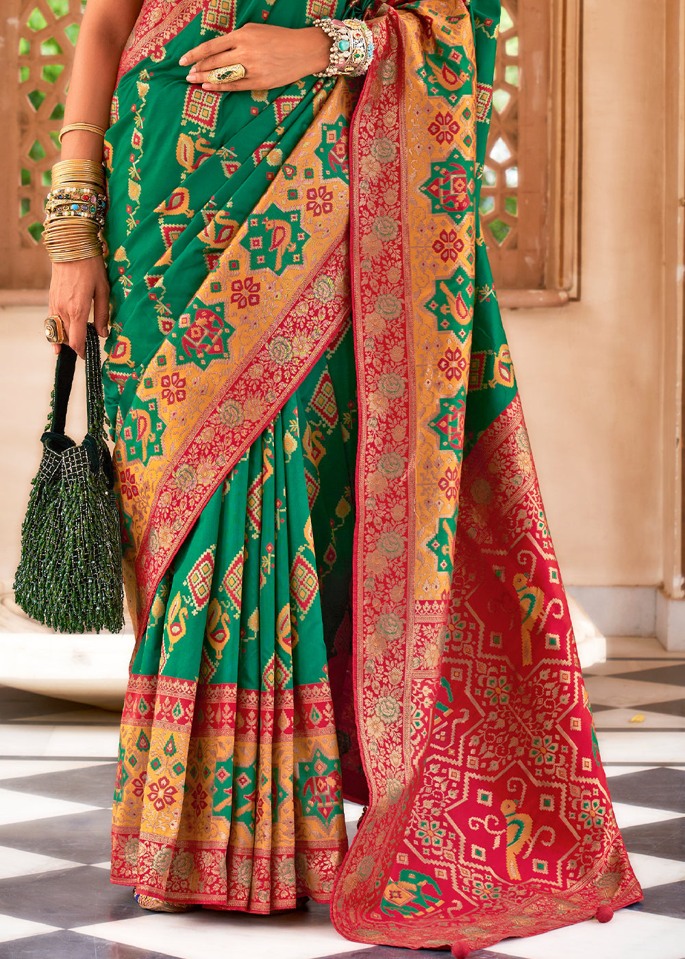 Killarney Green Woven Banarasi Saree