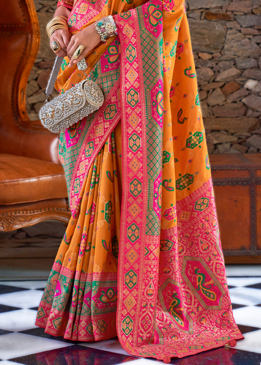 Koromiko Yellow Woven Banarasi Saree