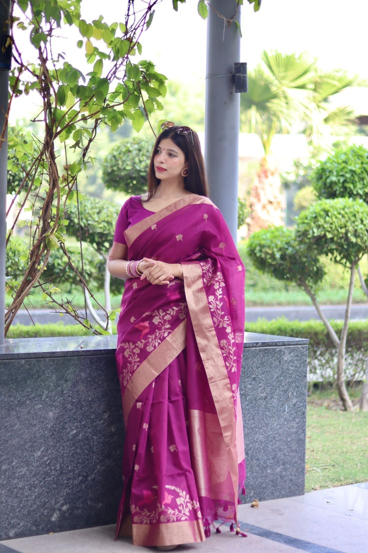 Barbie Pink Cotton Silk Saree