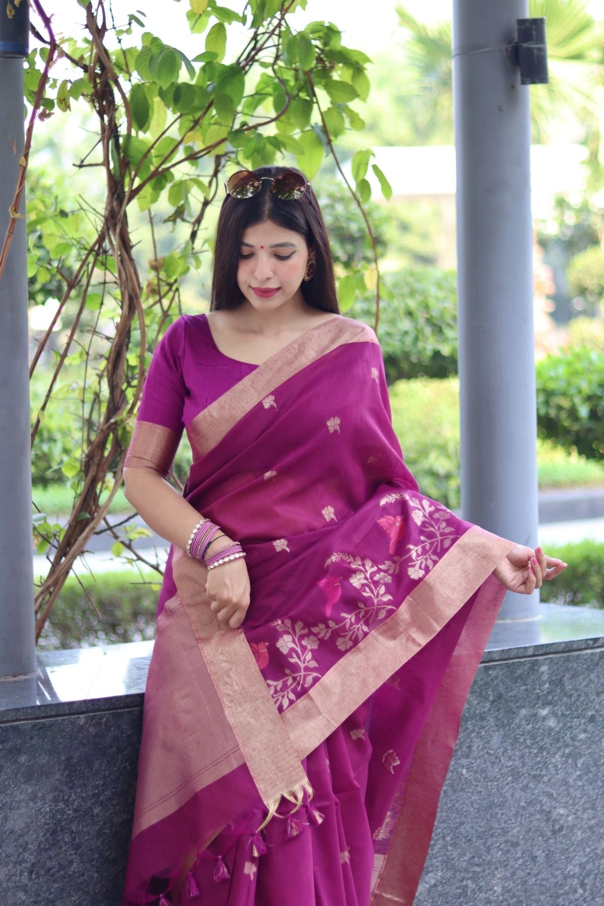 Barbie Pink Cotton Silk Saree