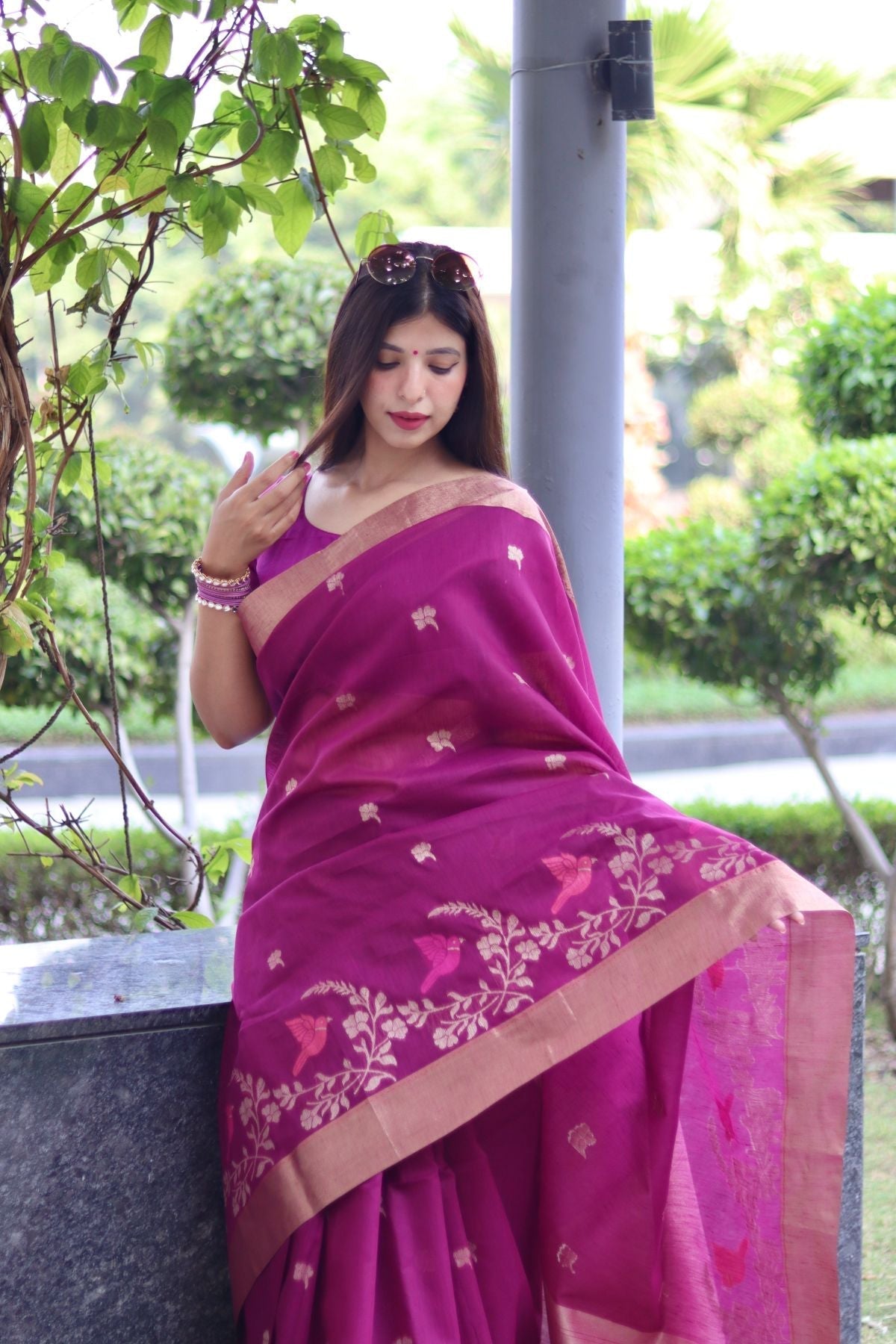 Barbie Pink Cotton Silk Saree