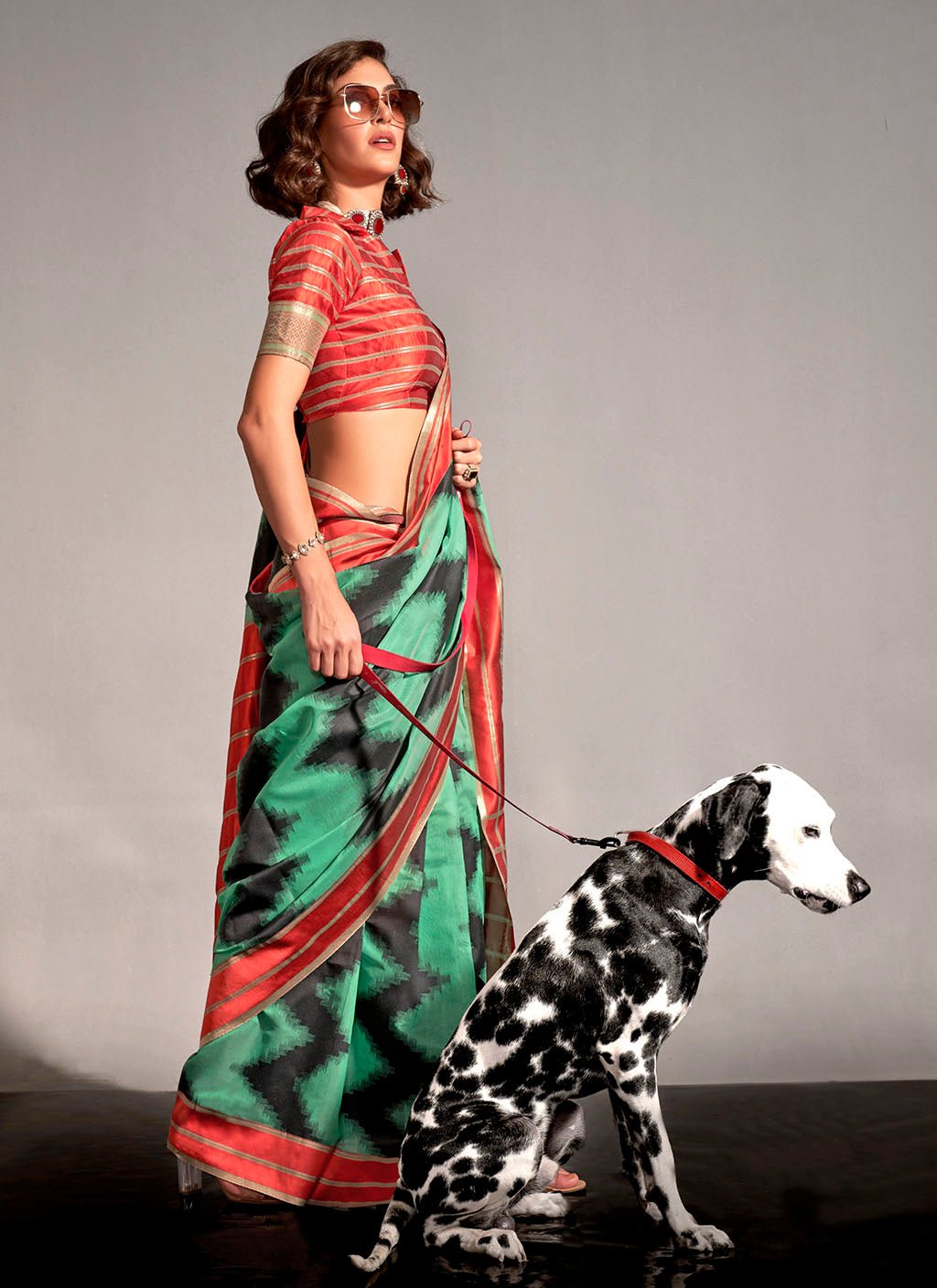 Bright Green Woven Banarasi Soft Silk Saree