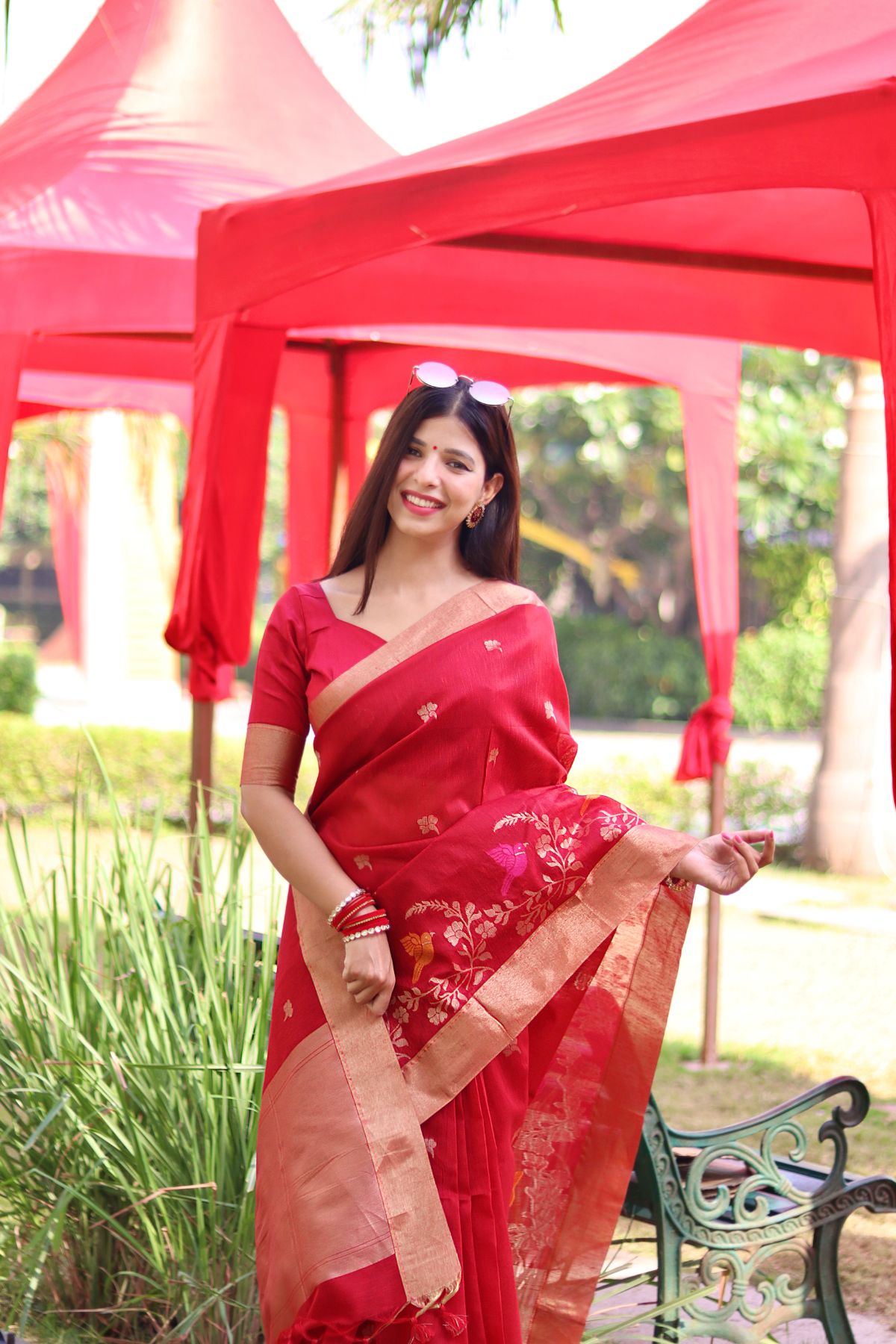 Candy Red Apple Cotton Silk Saree