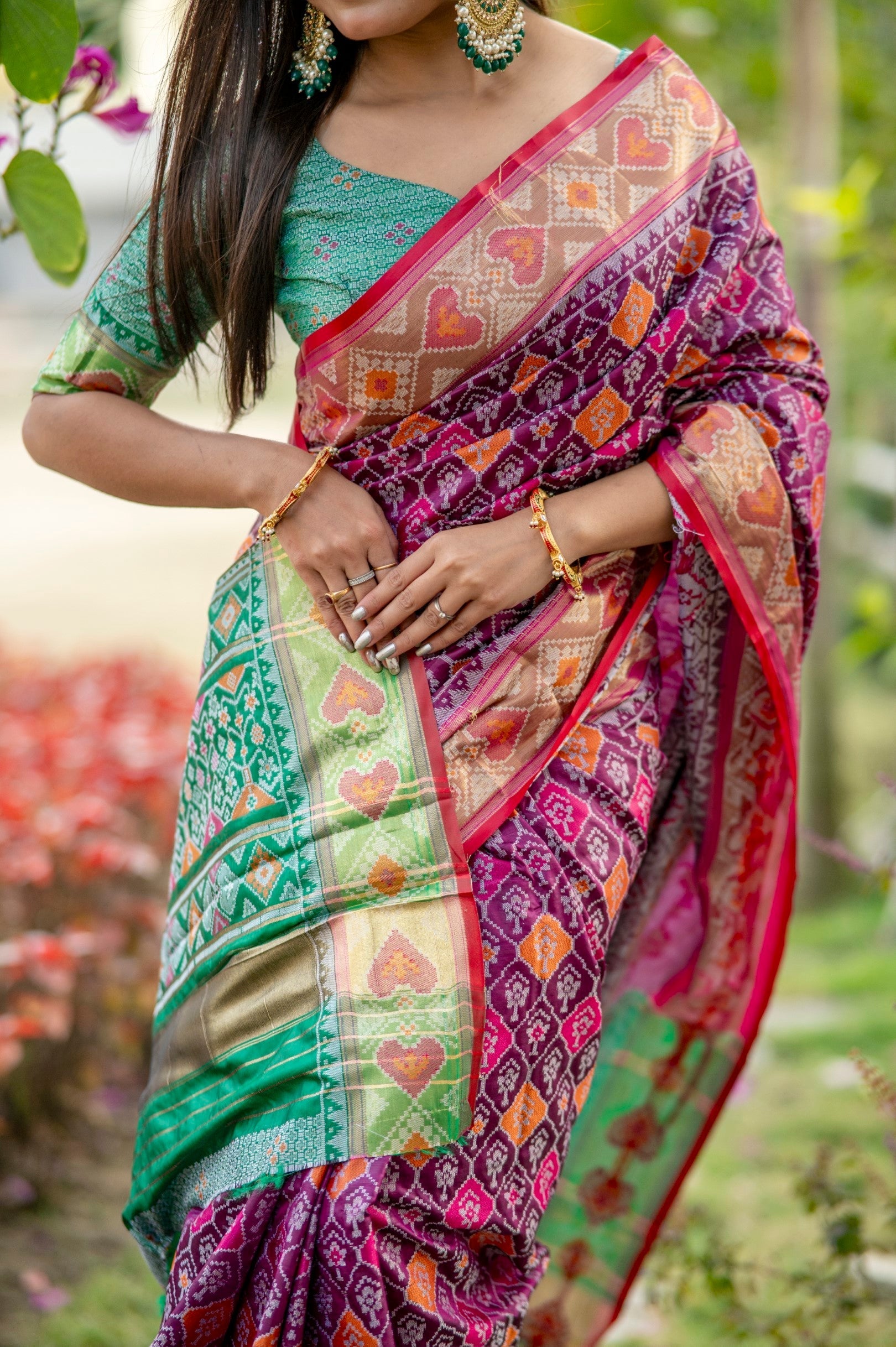 Cosmic Purple Banarasi Silk Patola Saree