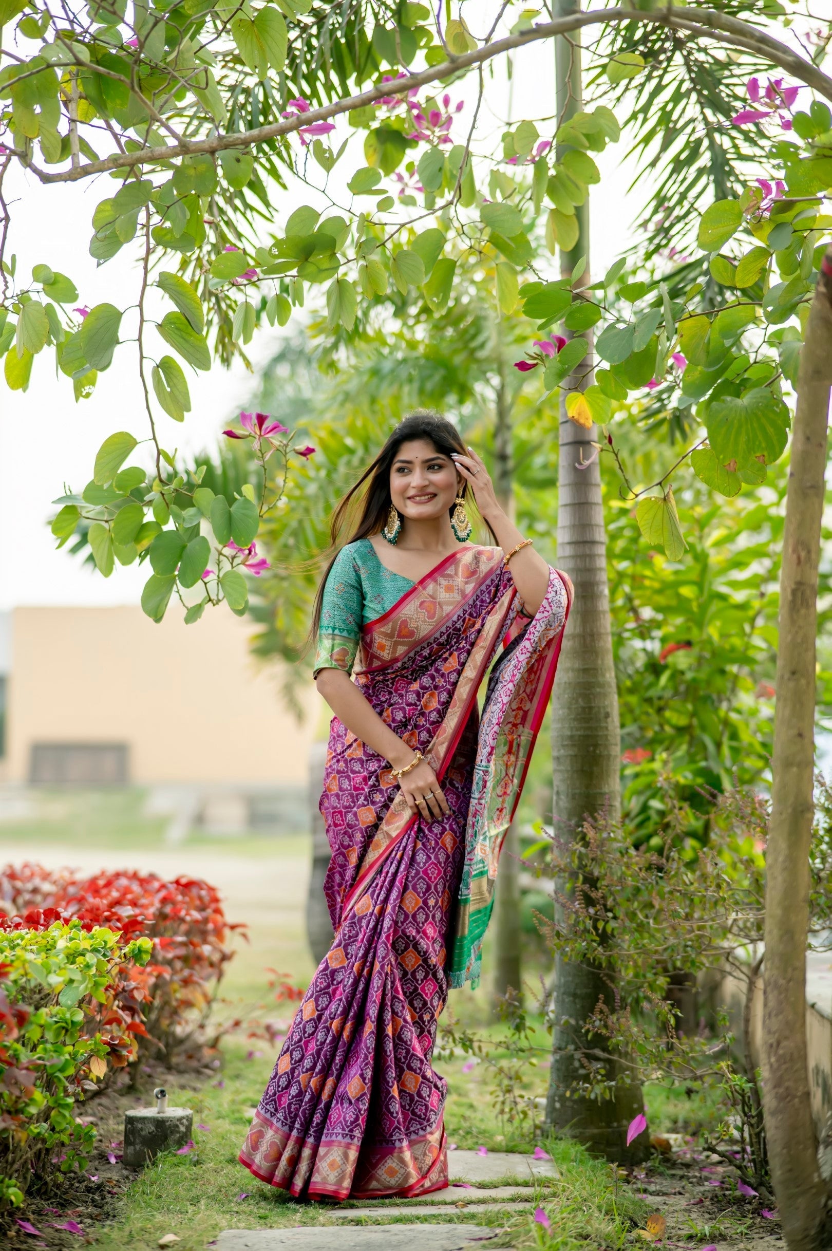 Cosmic Purple Banarasi Silk Patola Saree