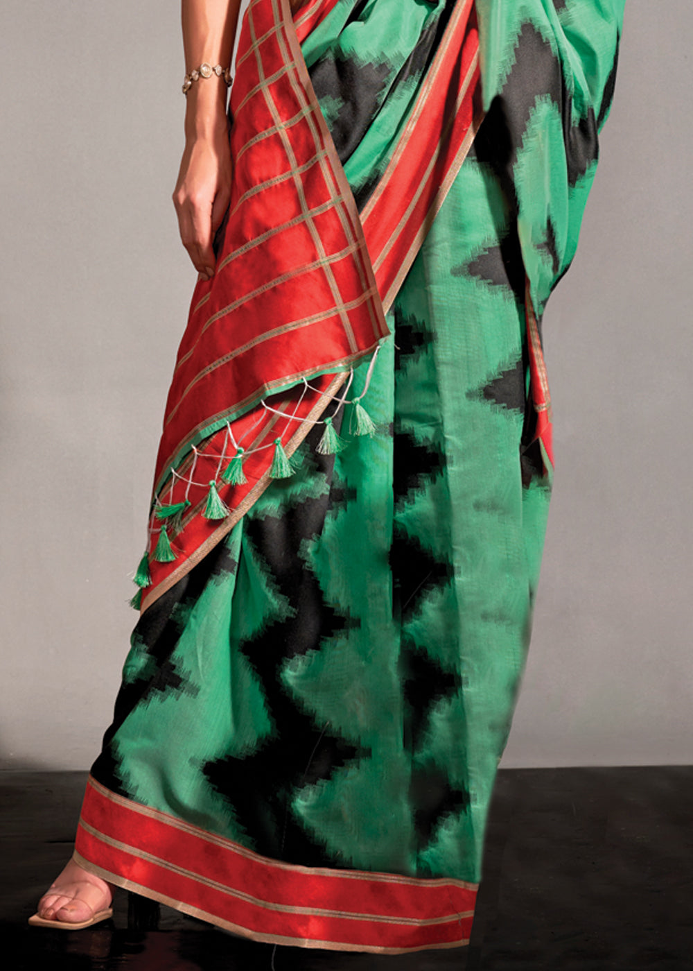 Bright Green Woven Banarasi Soft Silk Saree