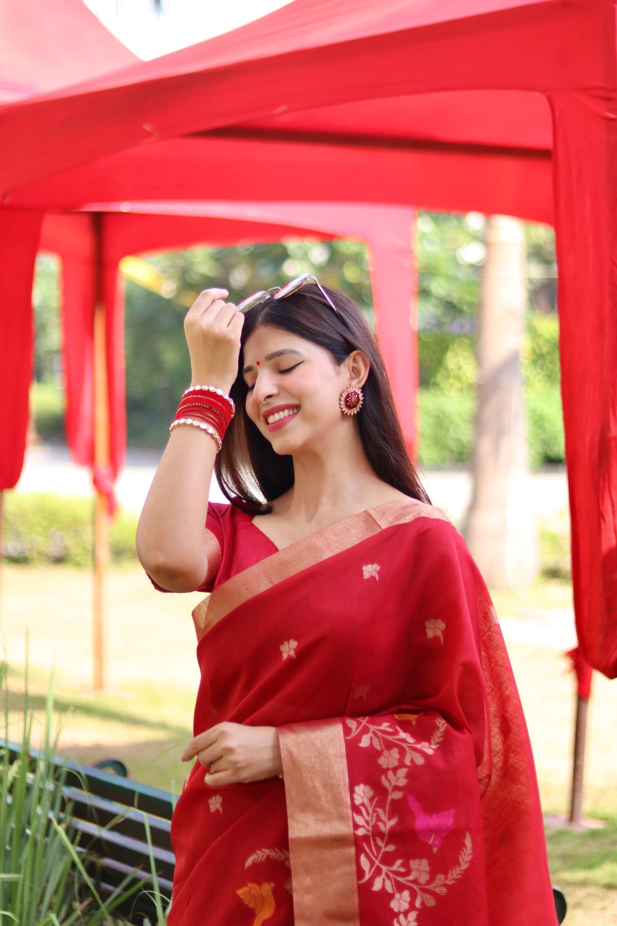 Candy Red Apple Cotton Silk Saree