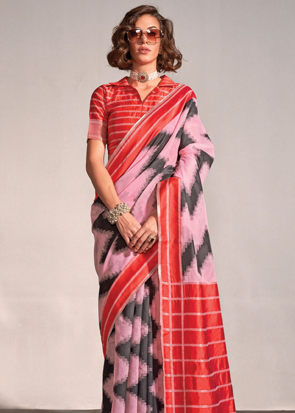 Cupid Pink Woven Banarasi Soft Silk Saree