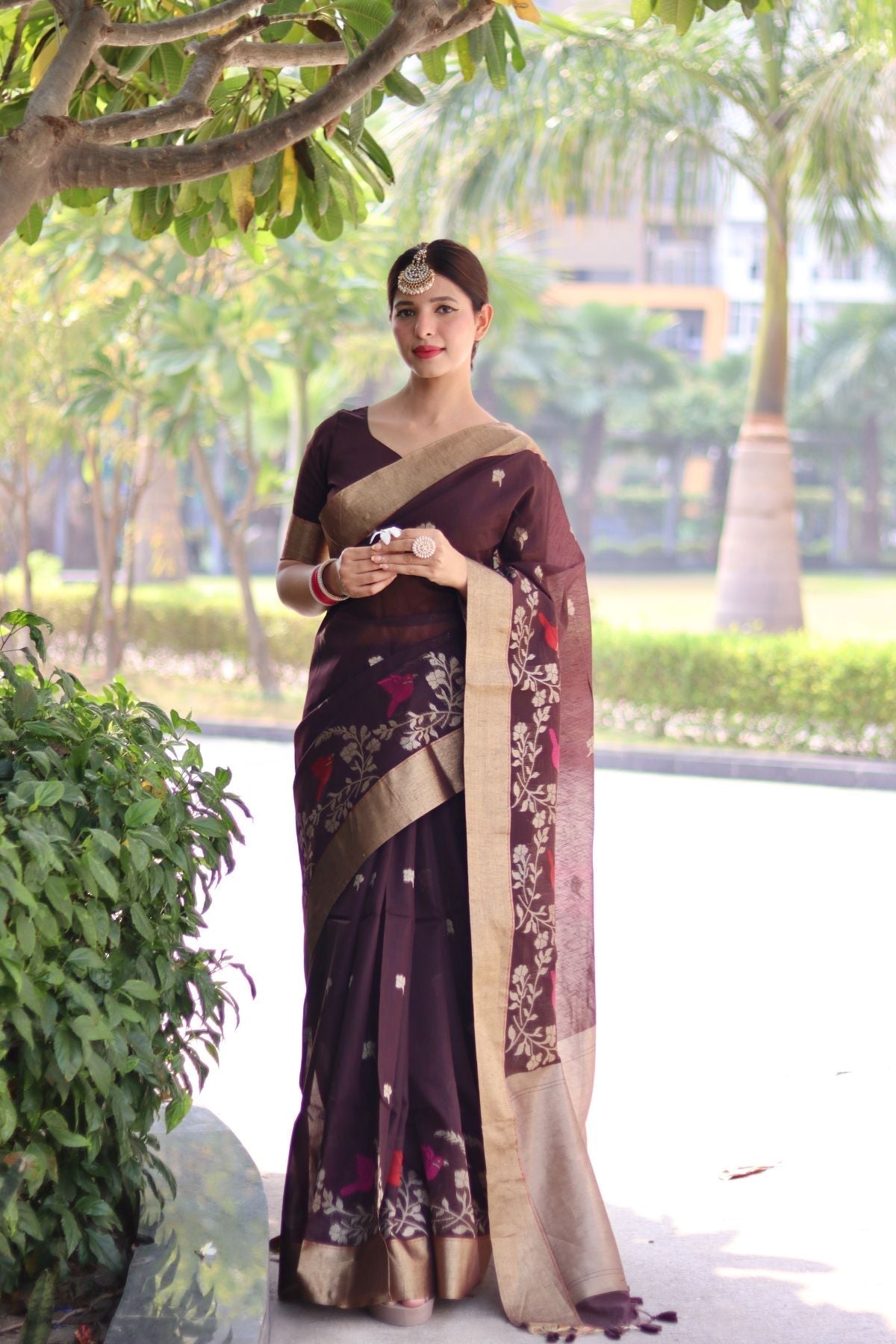 Penny Brown Cotton Silk Saree