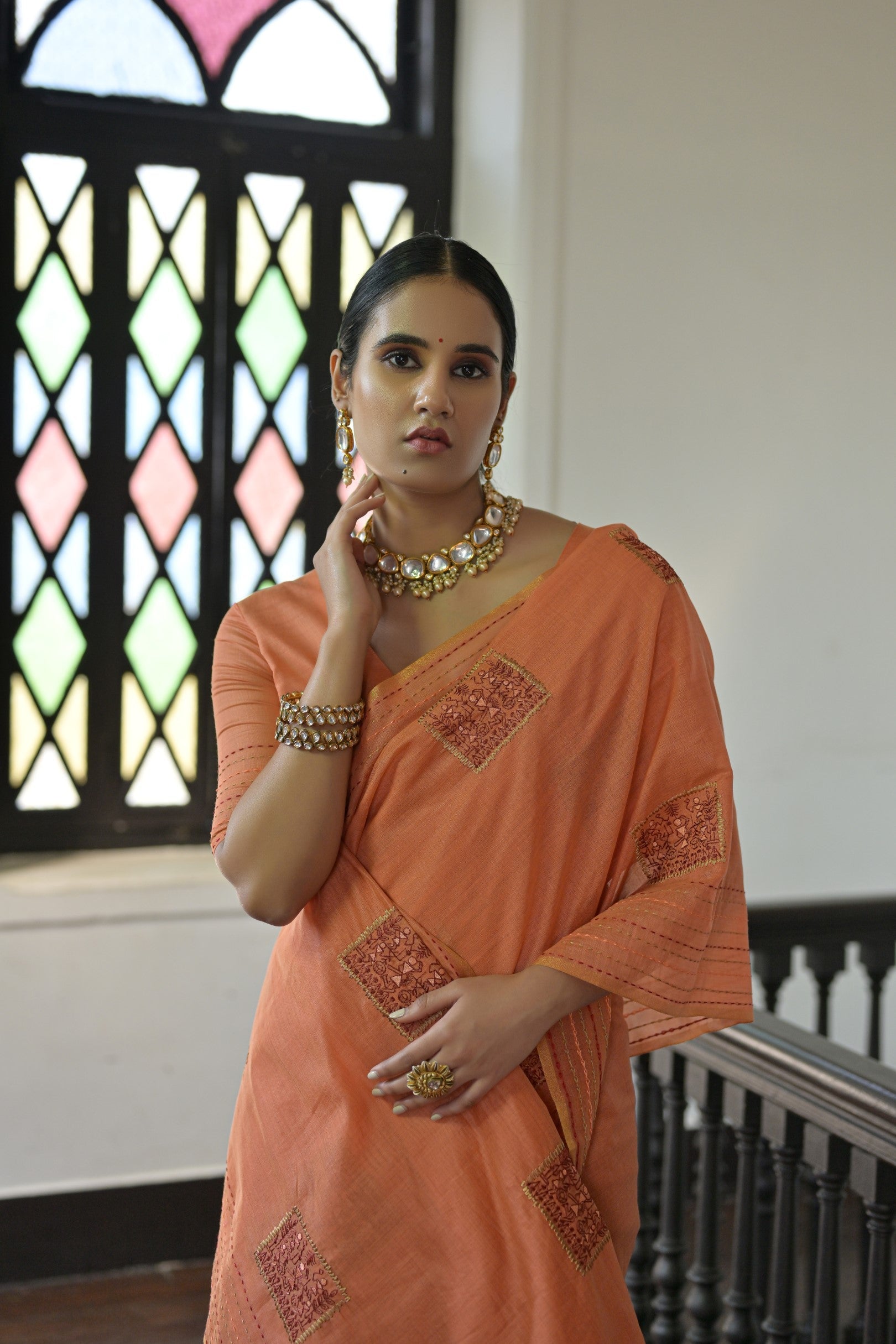 Georgia Peach Linen Soft Silk Saree