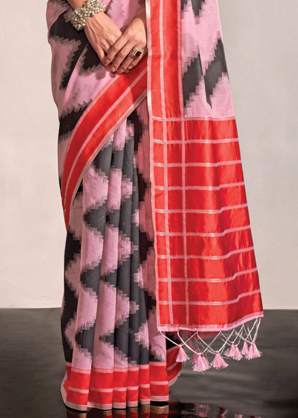 Cupid Pink Woven Banarasi Soft Silk Saree