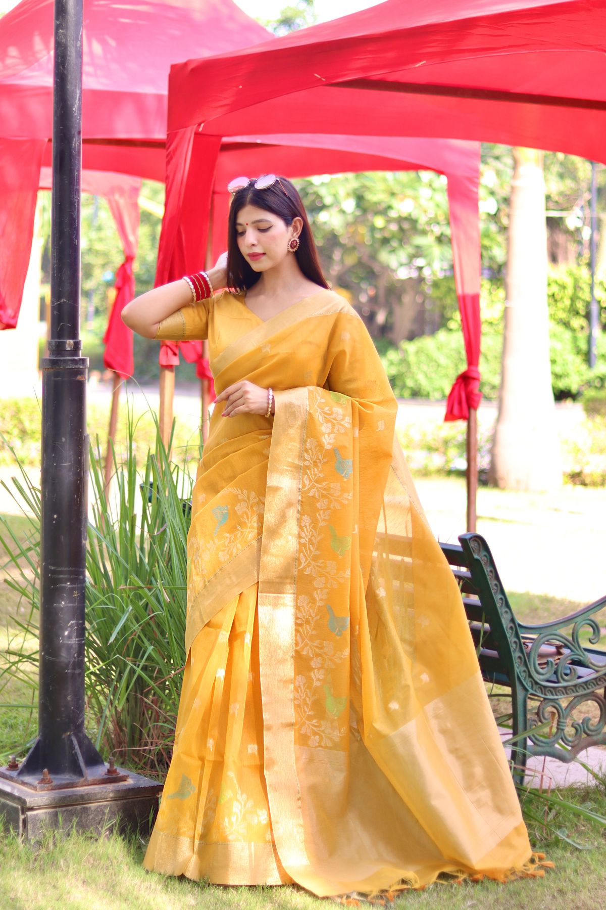 Minion Yellow Cotton Silk Saree