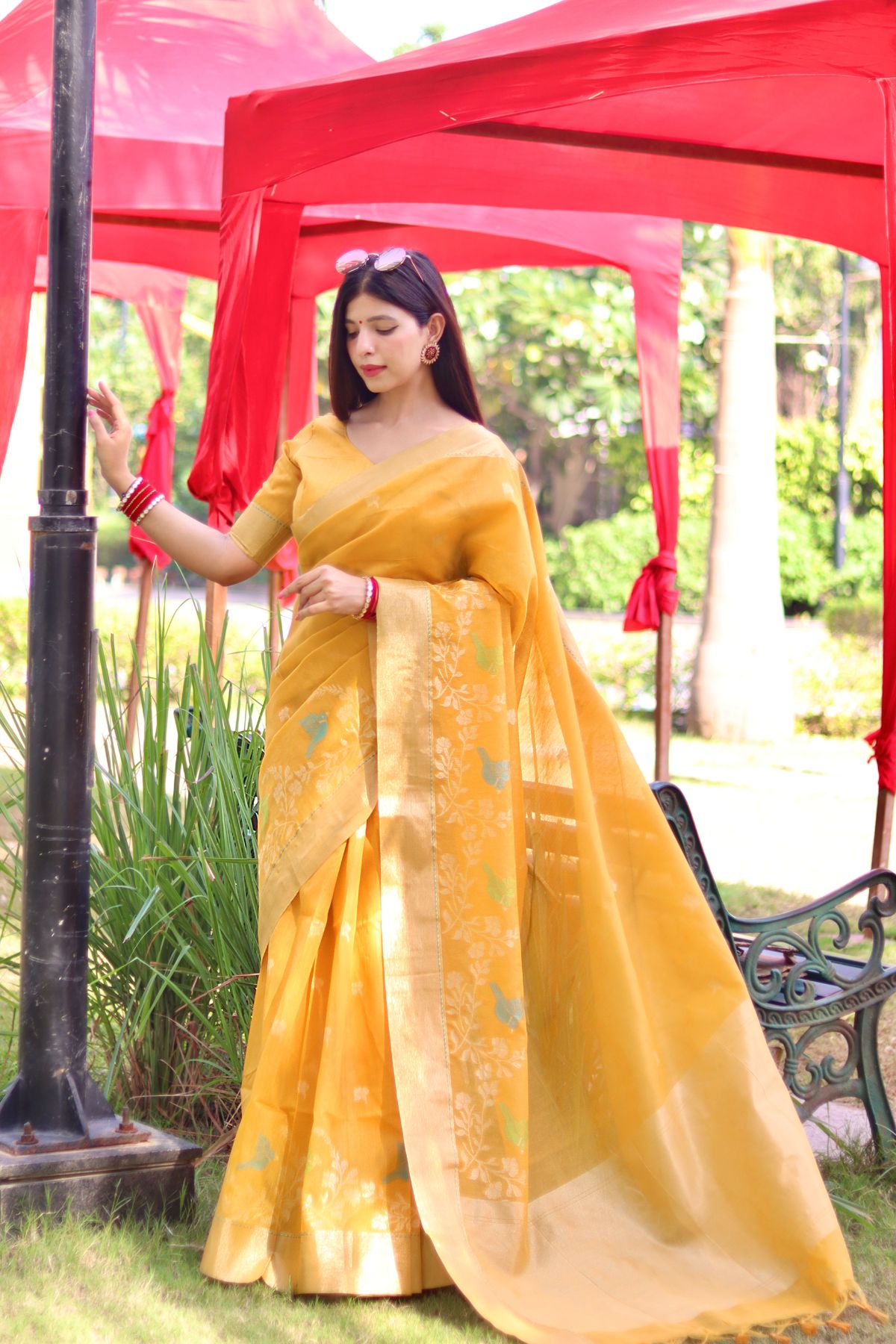 Minion Yellow Cotton Silk Saree