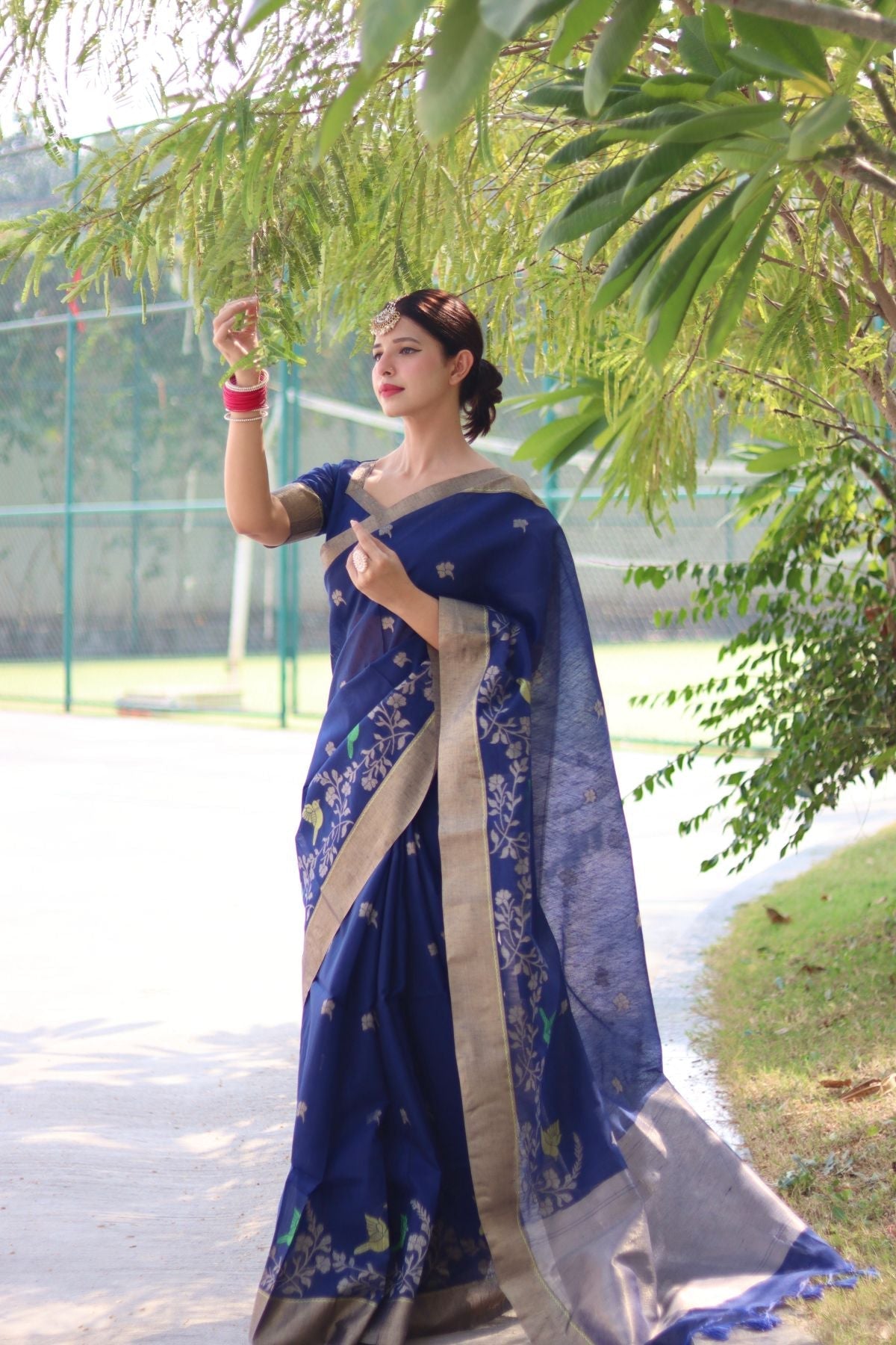 Yale Blue Cotton Silk Saree