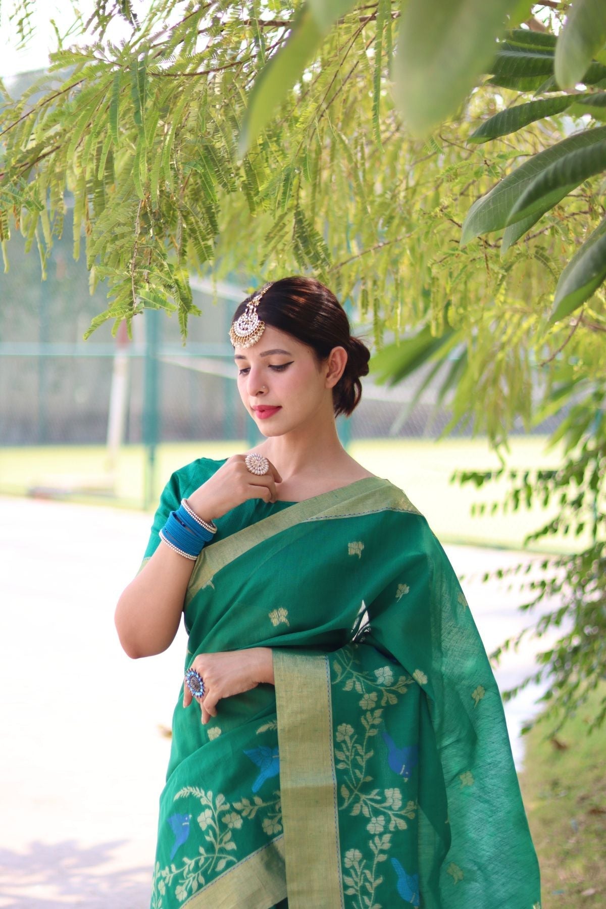 Lochinvar Green Cotton Silk Saree