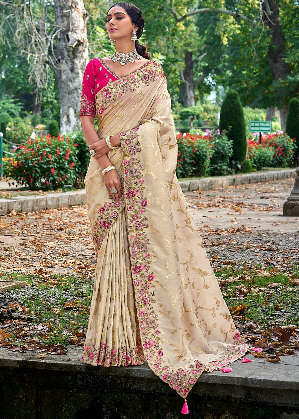 Vermeil Golden Woven Designer Banarasi Embroidered Silk Saree