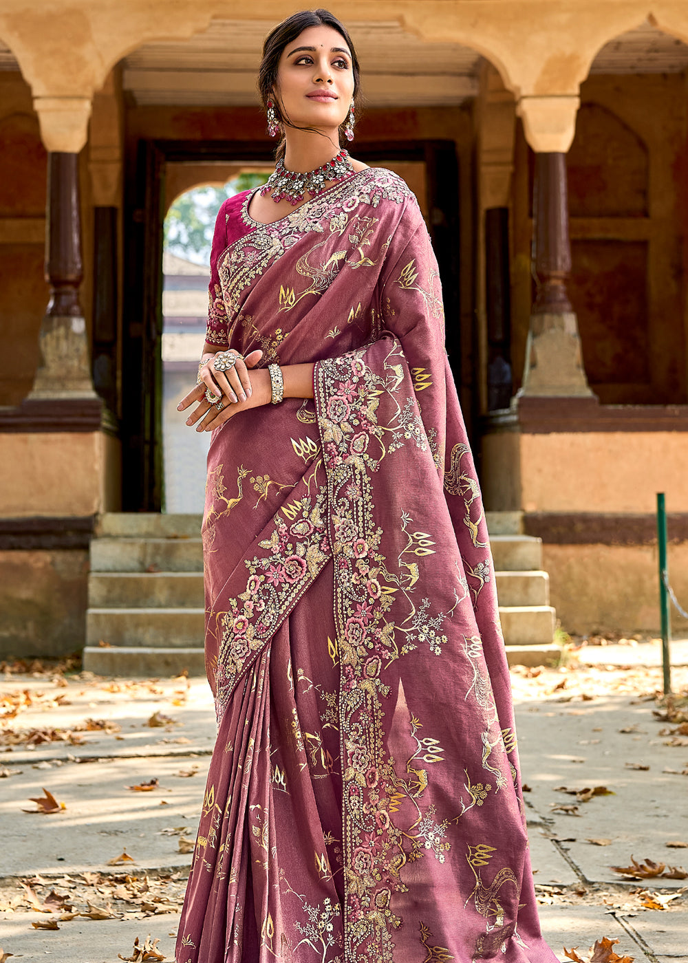 Pirate Purple Woven Designer Banarasi Embroidered Silk Saree