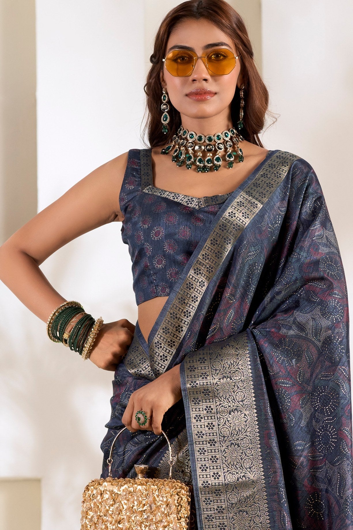 Jaguar Blue Soft Dola Silk Saree