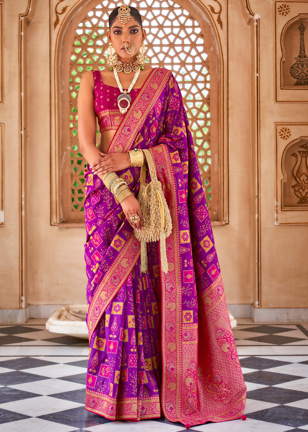 Rose Quartz Purple Woven Banarasi Saree